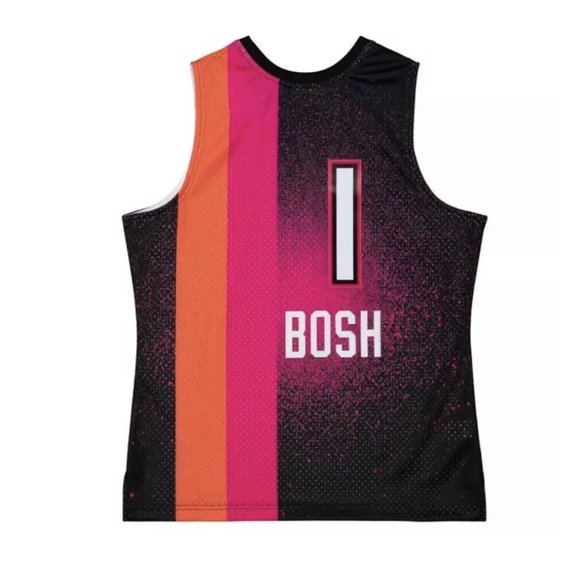 2011 Miami Heat Chris Bosh #1 Mitchell & Ness Men's Splatter NBA Swingman Jersey - Picture 3 of 13